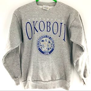 Youth Authentic University of Okoboji Crewneck Grey Sweatshirt Collegiate